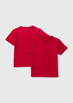 Matalan 2 Pack Kids Red PE Crew Neck T-Shirts from £3 - £6