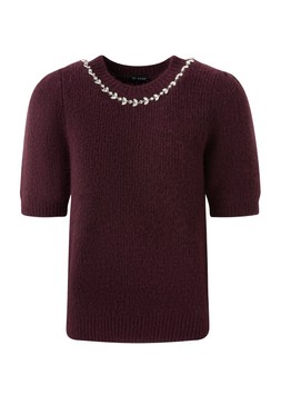 Matalan Embellished Fluffy Jumper Burgundy £24