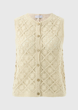 CROCHET VNECK WAISTCOAT CREAM £20