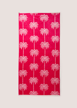 PINK PALM JACQUARD BEACH TOWEL £12