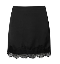 Black Satin Lace Hem Mini Skirt, £27.99