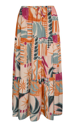 Multicolour Crepe Tropical Print Tiered Midi Skirt, £25.99