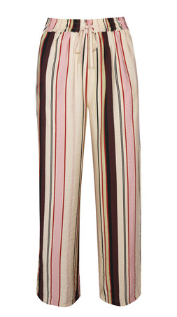 Cream Striped Drawstring Wide Leg Trousers, £29.99