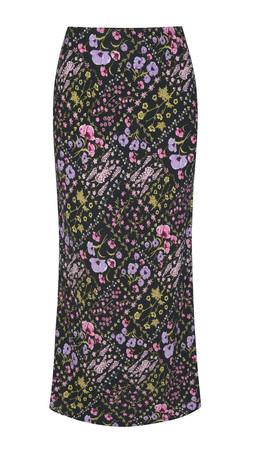 Black Botanical Pattern Bias Cut Midi Skirt, £27.99 (946105009)