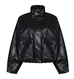 Black Faux Leather Funnel Neck Bomber Jacket, £45.99 (948174001)