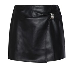 Black Faux Leather Ring Detail Wrap Mini Skirt, £29.99 (947106001)