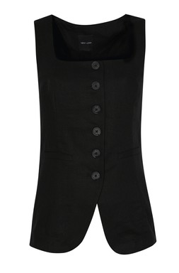 Black Linen Rich Thick Strap Waistcoat £29.99