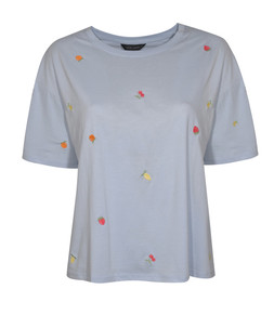 Blue Cotton Boxy Embroidered Fruit T-Shirt, £12.99 (945513149)