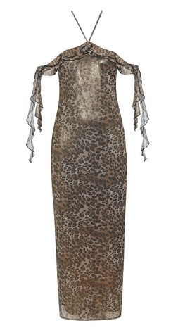 Brown Animal Print Mesh Halterneck Midi Dress, £35.99 (941725329)