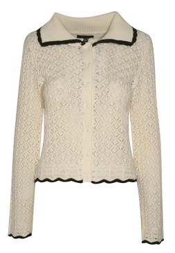 Cream Cotton Rich Crochet-Look Knit Scalloped Collar Cardigan, £29.99 (943000813)