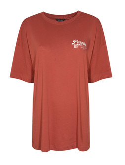 Dark Red Pizza Print Oversized T-Shirt, £15.99, Front (946430461)