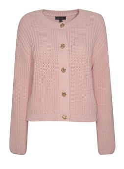 Light Pink Hammered Button Cotton Rich Chunky Knit Cardigan, £34.99 (942897170)