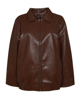 New Look Dark Brown Faux Leather Oversized Bomber Jacket, £54.99