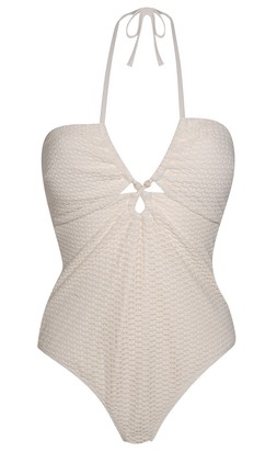 Off White Tummy Control Crochet Halter Neck Swimsuit, £32.99 (938390212)