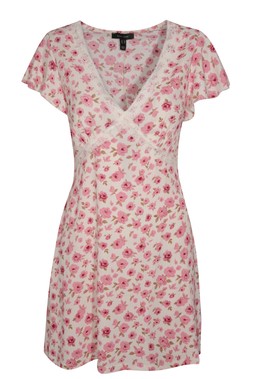 Pink Floral Lace Trim Mini Dress, £24.99 (952870879)