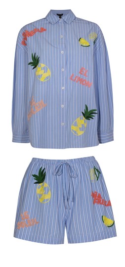 Blue Pina Fresca Stripe Embroidered Shirt £35.99 & Blue Pina Fresca Striped Embroidered Shorts £25.99