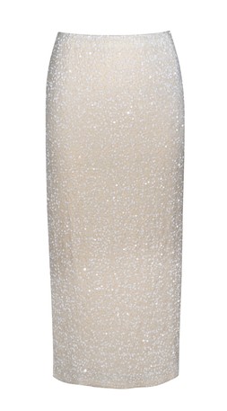 Cream Velvet Sequin Embellished Midi Skirt £29.99