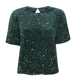 Dark Green Velvet Sequin Embellished T-Shirt, £25.99