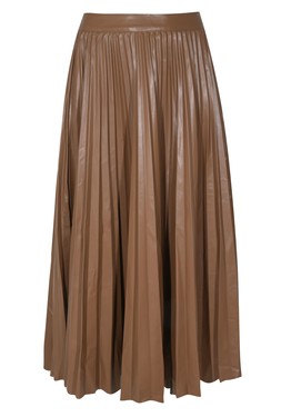 Brown Faux Leather Pleated Midi Skirt, £35.99 (936740018)