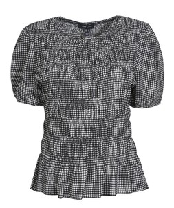 Black Gingham Checked Shirred Tiered Peplum Top, £19.99 - 920089109