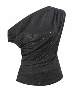 Black Jersey Sequin Draped Off-Shoulder Top, £23.99 (934212801)