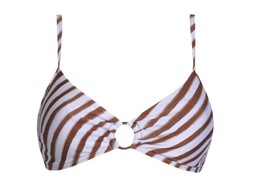 Brown Diagonal Stripe Ring Detail Bikini Top, £16.99 - 922273729