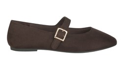 Brown Faux Suede High Vamp Mary Jane Ballerina Flats, £23.99 (931870524)