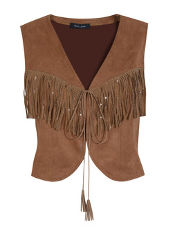 Brown Tassel Trim Faux Suede Waistcoat, £22.99 (932146424)