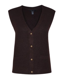 Dark Brown Button Up Chunky Knit Waistcoat £24.99 (924133527)