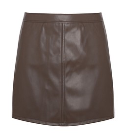 Dark Brown Faux Leather A-line Mini Skirt, £19.99 (941469027)