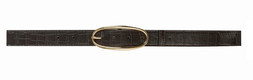 Dark Brown Faux Leather Croc Embossed Oval Buckle Belt, £8.99 (934546227)