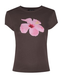 Dark Brown Orchid Print Baby Tee T-Shirt £12.99 (936968327)