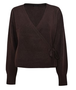 Dark Brown Puff Sleeve Wrap Jumper, £27.99 (924226127)