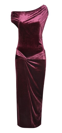 Dark Burgundy Velvet Off The Shoulder Midaxi Dress, £31.99 (934145467)
