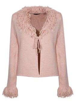 Light Pink Tie Front Fringe Cardigan, £34.99 (936160670)