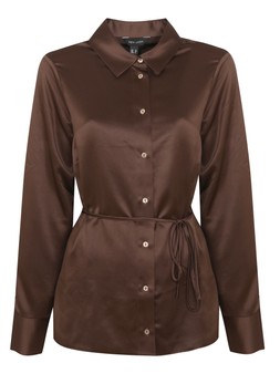 Mid Brown Soft Touch Satin Belted Shirt, £29.99 (941221824)