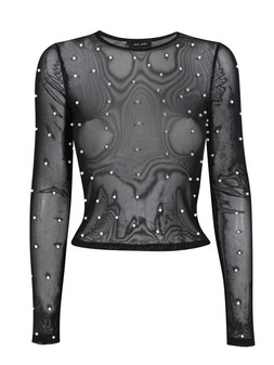 New Look Black Faux Pearl Mesh Top £21.99, €29.99