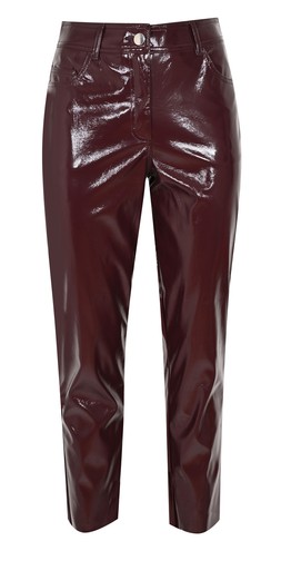 New Look Burgundy Vinyl Coated Straight Leg Trousers £39.99, €49.99