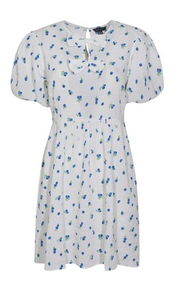 New Look White Textured Blueberry Print Bow Mini Dress £29.99 €39.99