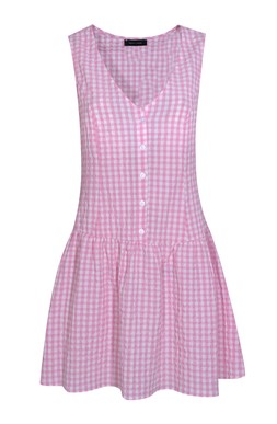 Pink Gingham V-Neck Button Up Mini Dress, New Look, £29.99 (928789079)