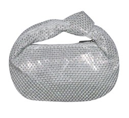 Silver Knot Detail Gem Embellished Clutch Bag £21.99 (924031092)