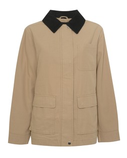 Stone Contrast Collar Midi Barn Jacket, New Look, £49.99