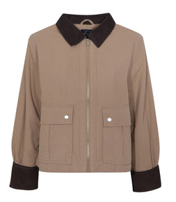 Tan Contrast Collar Cropped Barn Jacket, New Look, £39.99