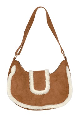 Tan Faux Suede Borg Trimmed Shoulder Bag, £21.99 (937298518)