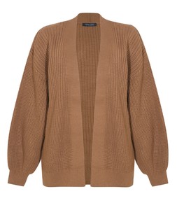 Tan Stitchy Knit Balloon Sleeve Cardigan £24.99 (924461618)