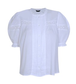 White Cotton Pintuck Lace Trim Shirt, £25.99 (926571910)