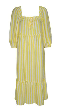 Yellow Stripe Print Tiered Hem Midi Dress, £34.99 (930702589)