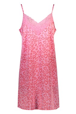 Heart Print Satin Nightdress