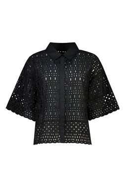 Black Geo Broderie Shirt