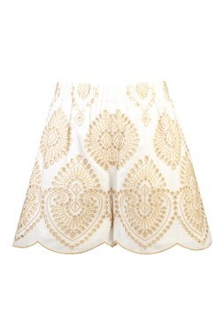 Schiffli Gold and White Co Ord Short